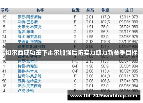 切尔西成功签下霍尔加强后防实力助力新赛季目标