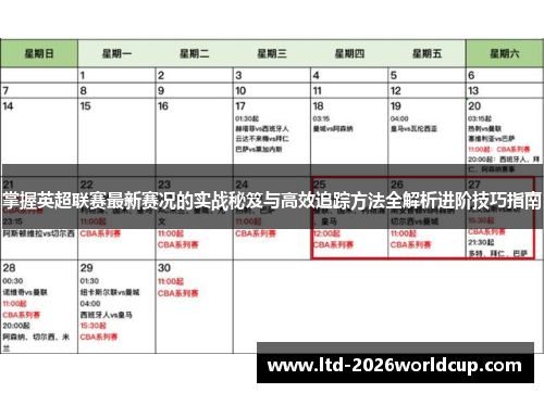 掌握英超联赛最新赛况的实战秘笈与高效追踪方法全解析进阶技巧指南 掌握英超联赛最新赛况的实战秘笈与高效追踪方法全解析进阶技巧指南
